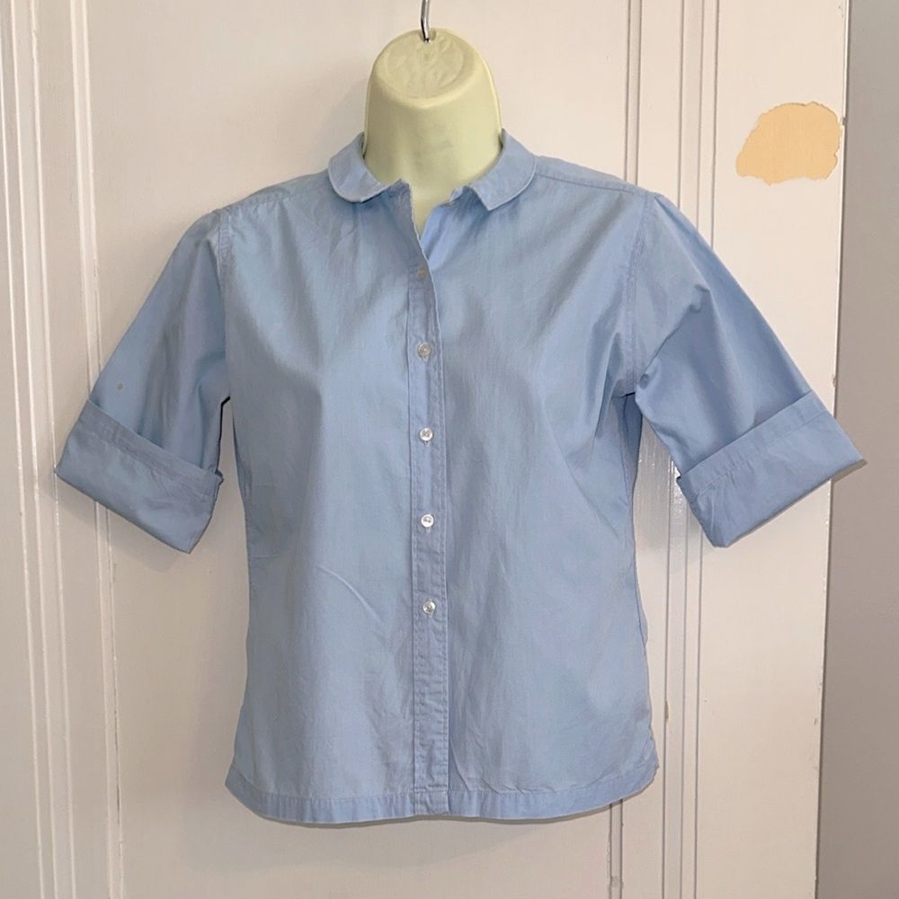 Vintage 60s  Ship ‘n Shore light blue cotton‎ short sleeve button down shirt